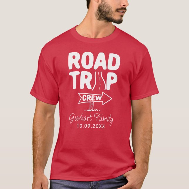 Family Road Trip Crew Typography RV Camper Travel T-Shirt (Front)