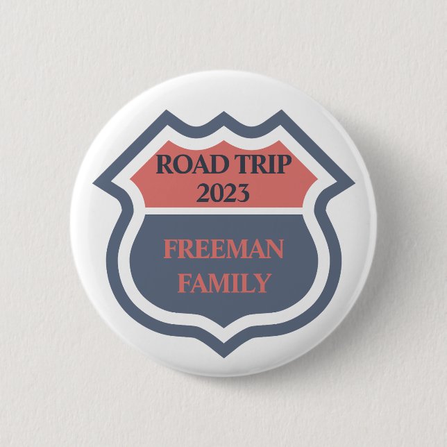 Family Road Trip Custom Text 6 Cm Round Badge (Front)