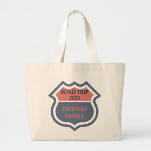 Family Road Trip Custom Text Large Tote Bag