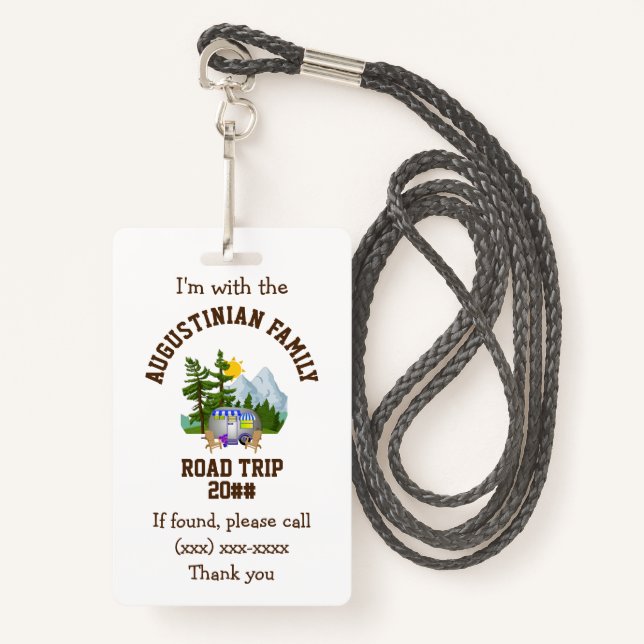 Family Road Trip LOST CHILD ID Badge (Front with Lanyard)