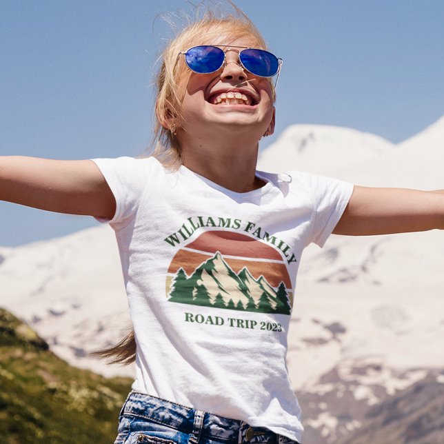 Family Road Trip Mountains Sunset Custom Girls T-Shirt (Creator Uploaded)