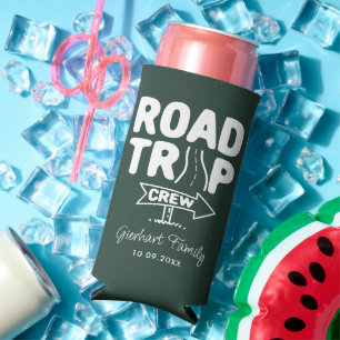 Family Road Trip Typography Annual Camping Custom Seltzer Can Cooler