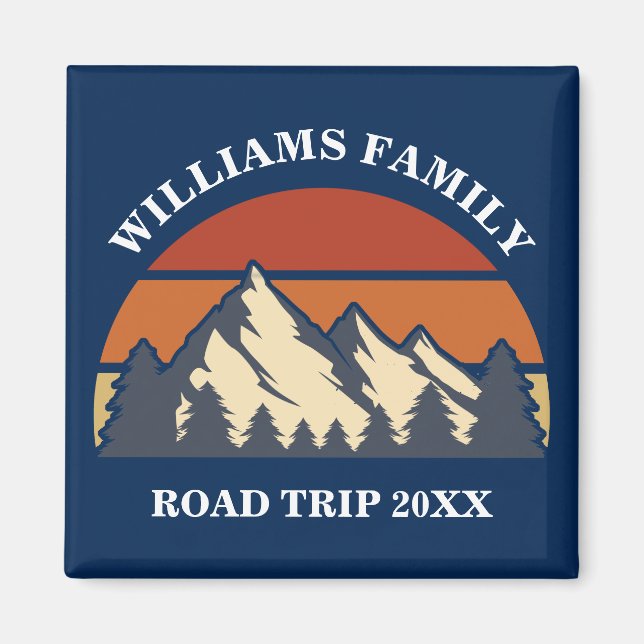 Family Road Trip Vacation Mountains Custom Reunion Magnet (Front)