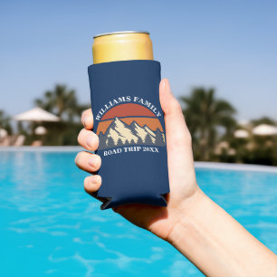 Family Road Trip Vacation Mountains Custom Reunion Seltzer Can Cooler