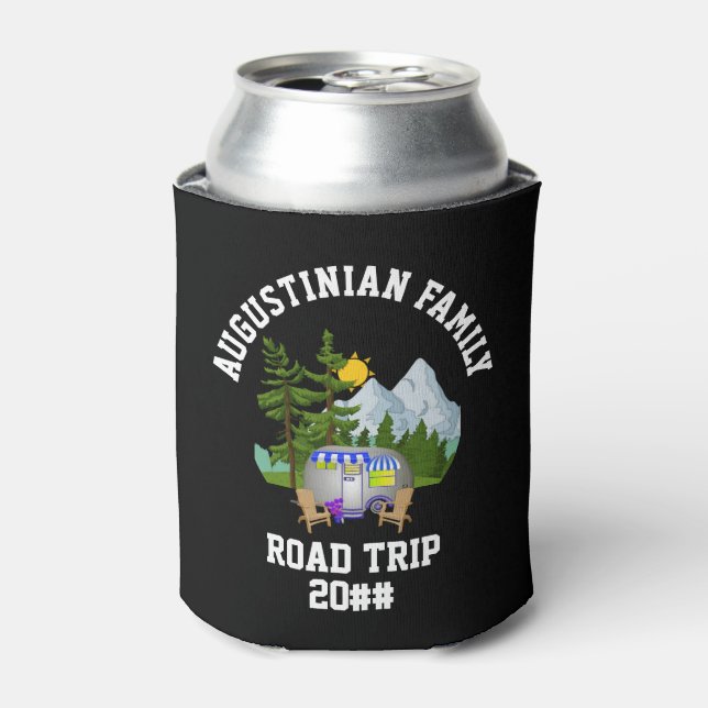 Family Road Trip Van Life Monogram Can Cooler (Can Front)