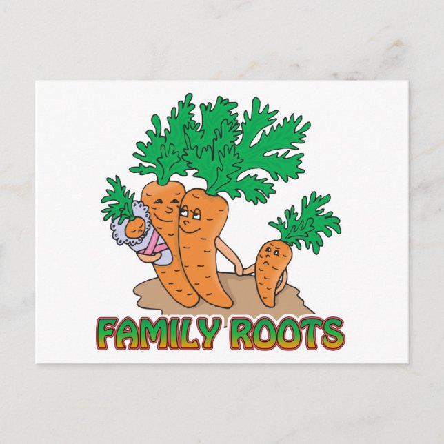 family roots cute carrot family cartoon postcard (Front)