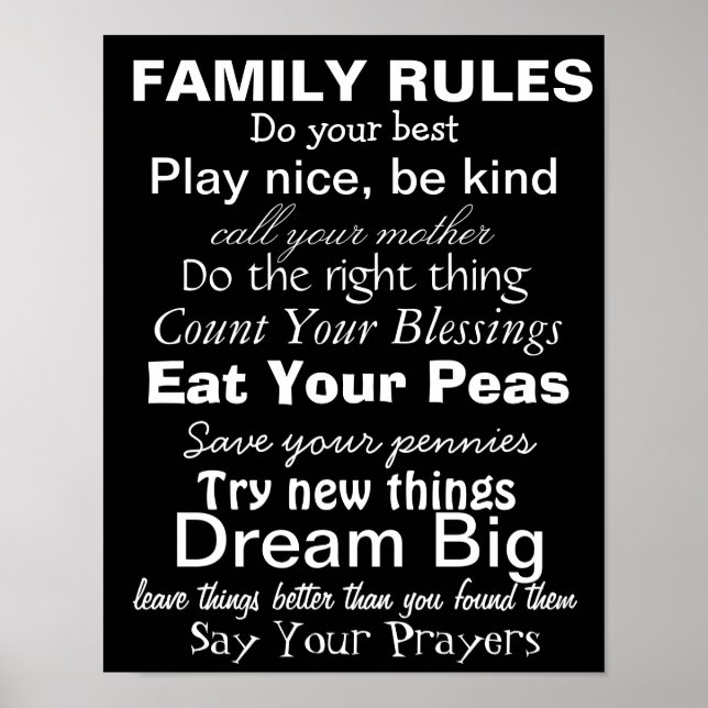 FAMILY RULES #2, Inspiration for a happy family! Poster (Front)