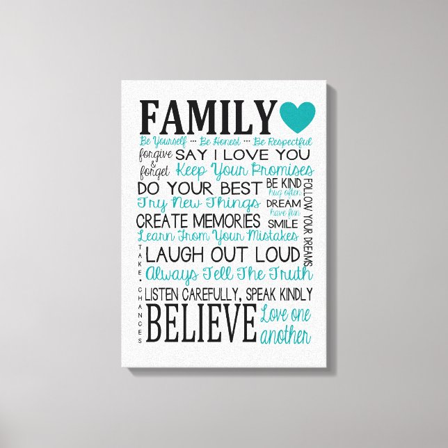 Family Rules Canvas Print (Front)