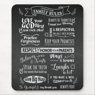 Family Rules - Christian values to live together Mouse Mat