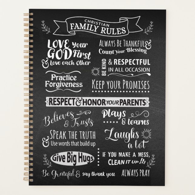 Family Rules - Christian values to live together Planner (Front)
