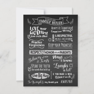 Family Rules - Christian values to live together Postcard