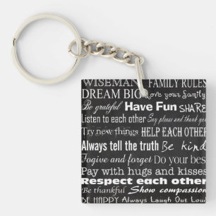 Family Rules Last Name Personalised Cust Key Chain
