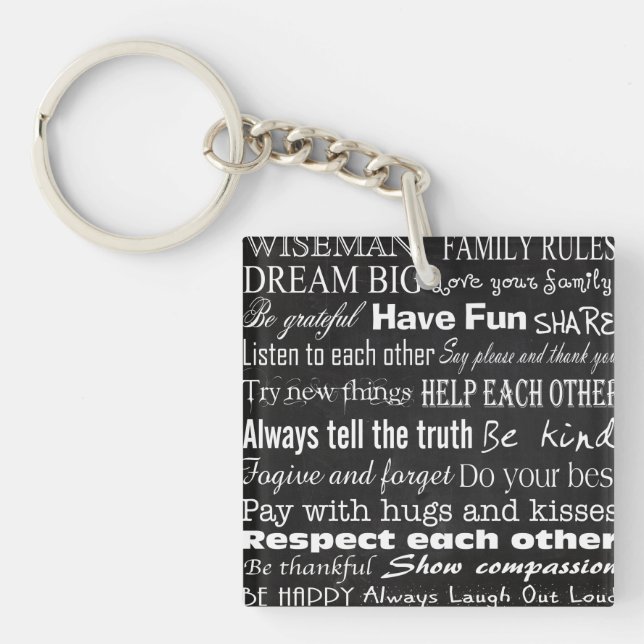 Family Rules Last Name Personalised Cust Key Chain (Front)