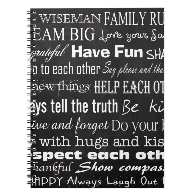 Family Rules Last Name Personalised Cust Note Book (Front)