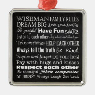 Family Rules Last Name Personalised Custo Ornament