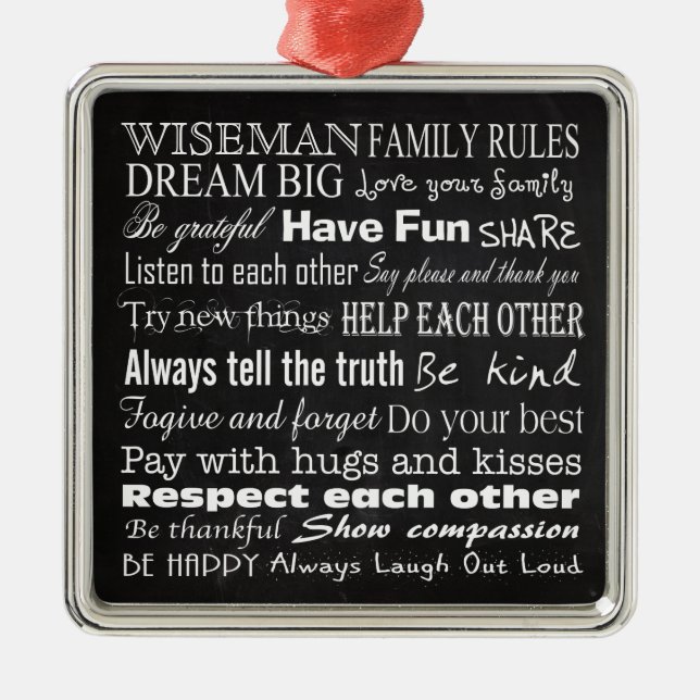 Family Rules Last Name Personalised Custo Ornament (Front)