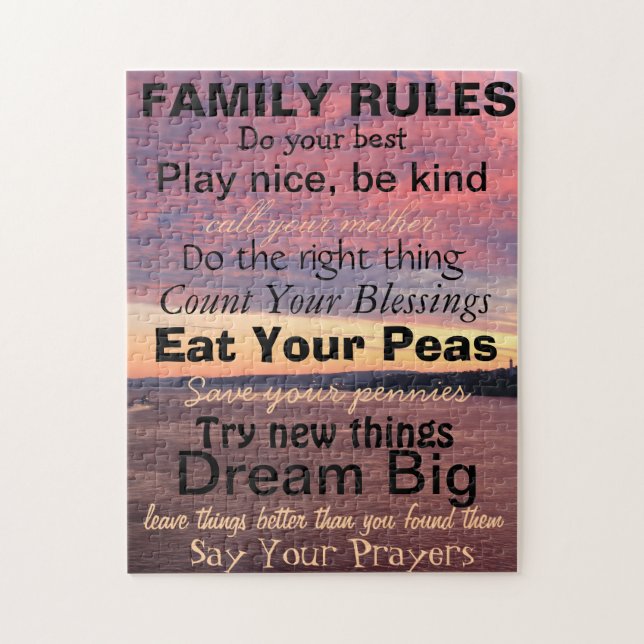 FAMILY RULES, Personalised Family Jigsaw Puzzle (Vertical)