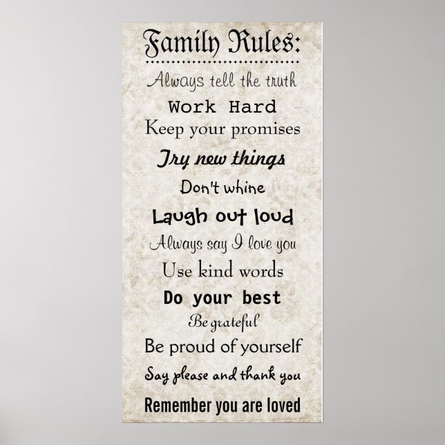 Family Rules Poster (Front)