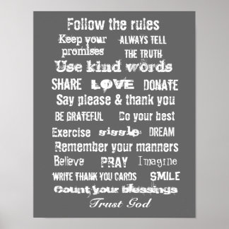 Family rules wall hanging poster
