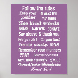 Family rules wall hanging poster