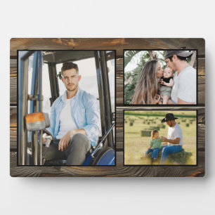 Family Rustic Wood Photo Collage Plaque