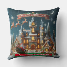 Family SANTA CLAUS CHRISMAS COLOURFUL THROW PILLOW