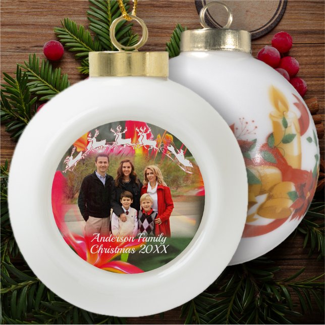 Family & Santa's Reindeer 1583  Ceramic Ball Christmas Ornament (Creator Uploaded)