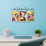 Family Script 3 Photo Template Custom Names Wall Decal<br><div class="desc">Family Script 3 Photo Template Custom Names features three of your favourite photos with the text "family" in elegant calligraphy script and your names below. Personalise by editing the text in the text box provided. Designed by ©Evco Studio www.zazzle.com/store/evcostudio</div>