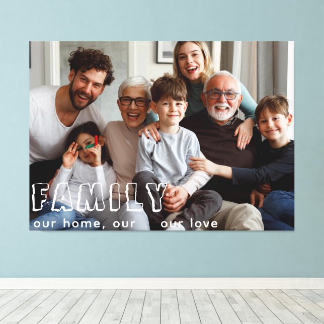 Family Script Collage Chic  Canvas Print (Insitu(Wood Floor))
