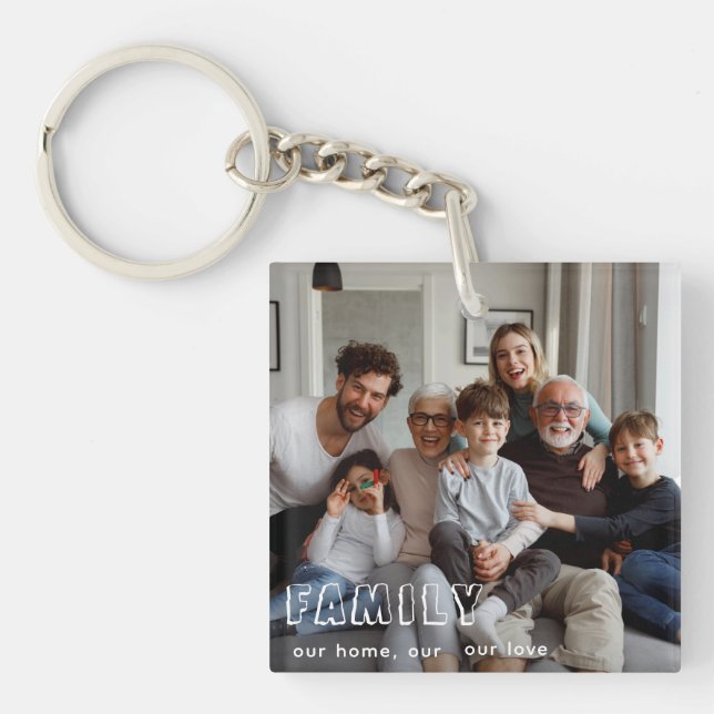 Family Script Collage Chic  Key Ring (Front)