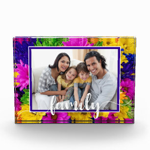 FAMILY Script Colourful Flowers Photo Block
