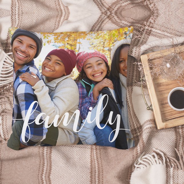 Family Script Overlay Photo Cushion (Creator Uploaded)