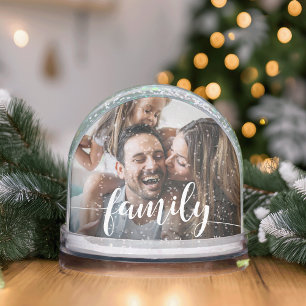 Family Script Overlay Photo Snowglobe