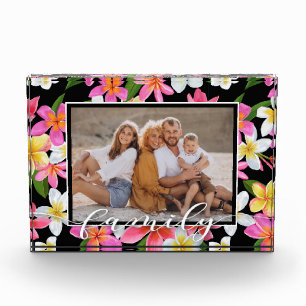 FAMILY Script Overlay Tropical Floral Photo Block