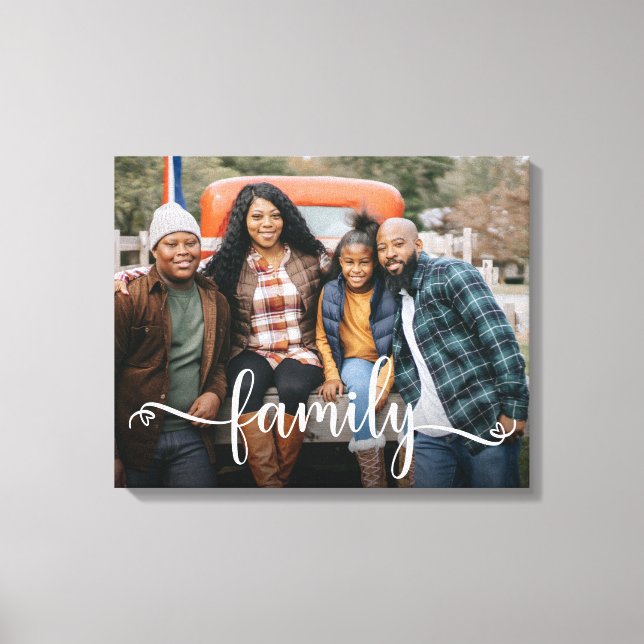 Family Script Photo Canvas Print (Front)