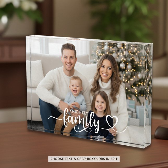 Family Script Photo Heart Name Custom Display Block (Creator Uploaded)