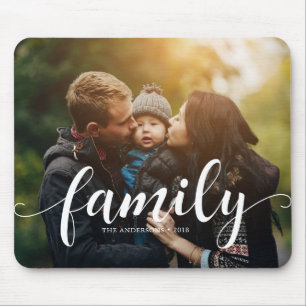 "Family" Script Typography Overlay Custom Photo Mouse Mat