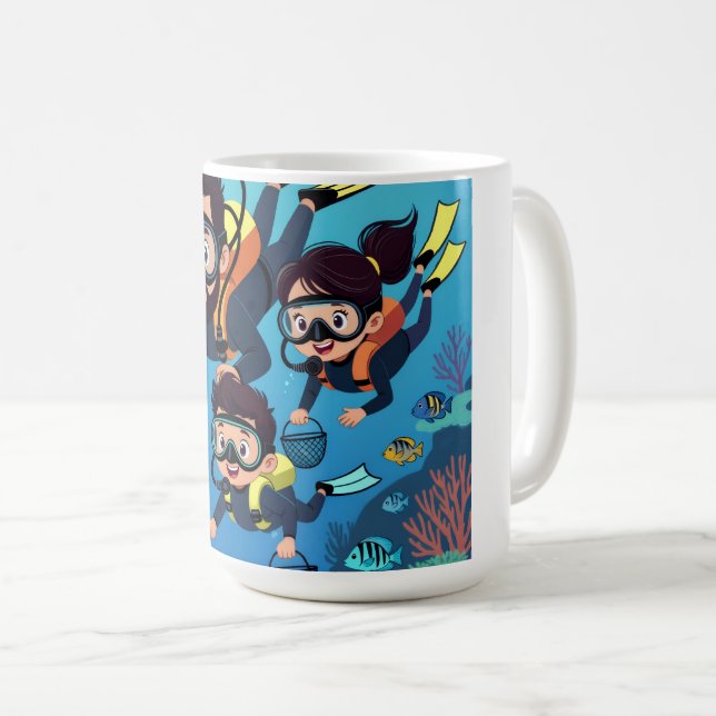 Family Scuba Diving Fun Coffee Mug (Front Right)