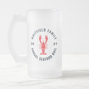 Family Seafood Boil Party 4th of July Custom Frosted Glass Beer Mug