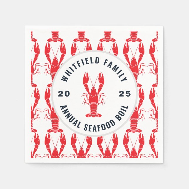 Family Seafood Boil Personalised Lobster Paper Napkin (Front)