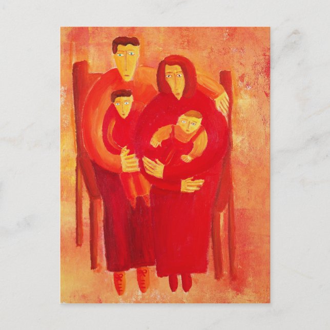 Family Seated Contemporary Art Portrait Painting Postcard (Front)
