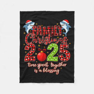 Family Shark Christmas 2025 Santa Merry Time Spent Fleece Blanket