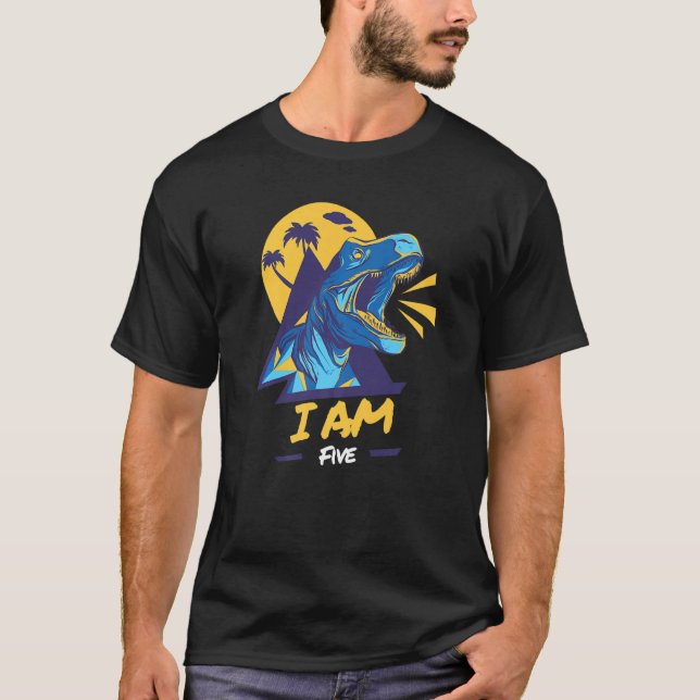 Family Siblings Dinosaur Birthday I Am Five 5 Brot T-Shirt (Front)