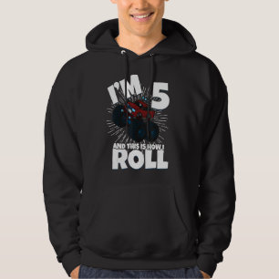 Family Siblings Monster Trucks Birthday I Am Five Hoodie