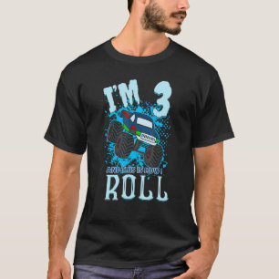 Family Siblings Monster Trucks Birthday I Am Three T-Shirt