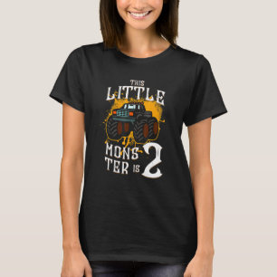 Family Siblings Monster Trucks Birthday I Am Two 2 T-Shirt