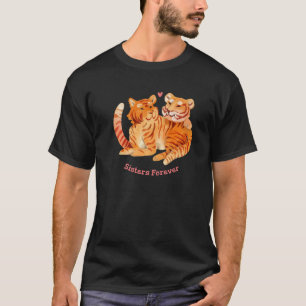 Family Siblings Sister Forever Tiger Heart Love Lu T-Shirt