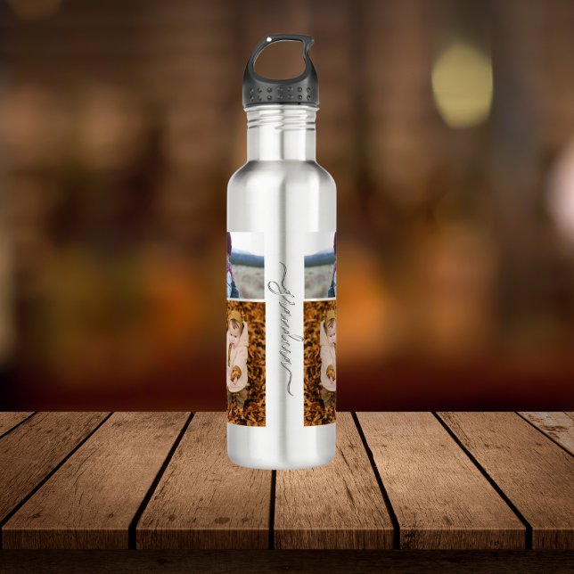 Family Simple Collage Modern Love Grandma Mum 710 Ml Water Bottle (Creator Uploaded)