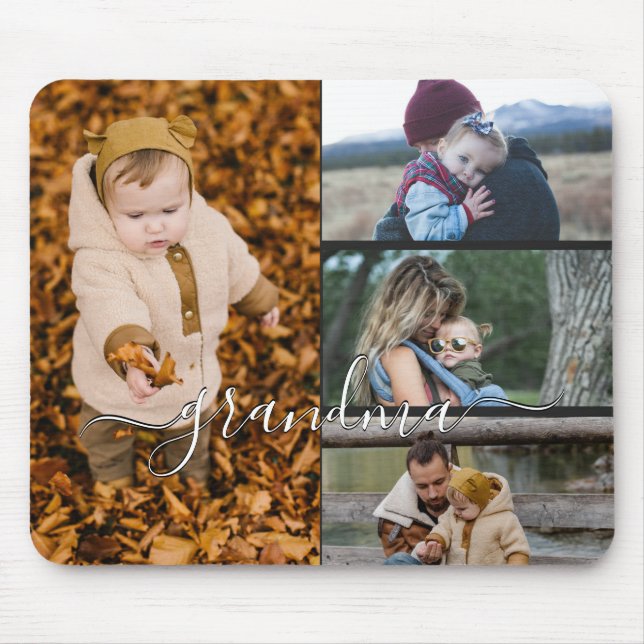Family Simple Collage Modern Love Grandma Mum Mouse Mat (Front)