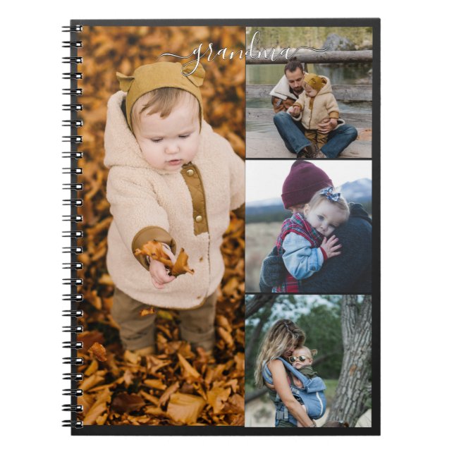 Family Simple Collage Modern Love Grandma Mum Notebook (Front)